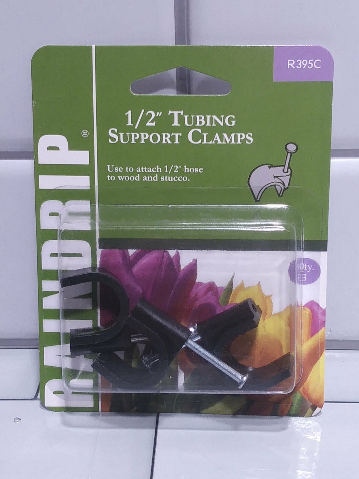 RAINDRIP 1/2" TUBING SUPPORT CLAMPS - 3 per CARD  R395C  FREE SHIPPING