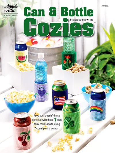 Cozies for Soda Can & Bottles 7 Cool Cute Designs Plastic Canvas Pattern Leaflet
