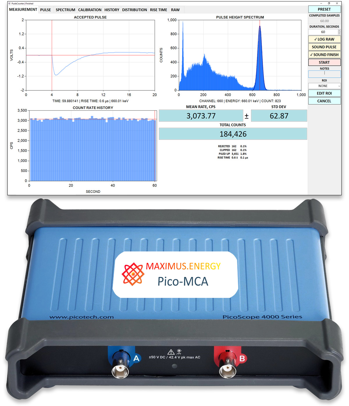 Pico-MCA DPP/Multichannel Analyzer Gamma, X-Ray, Neutron Spectrometer
