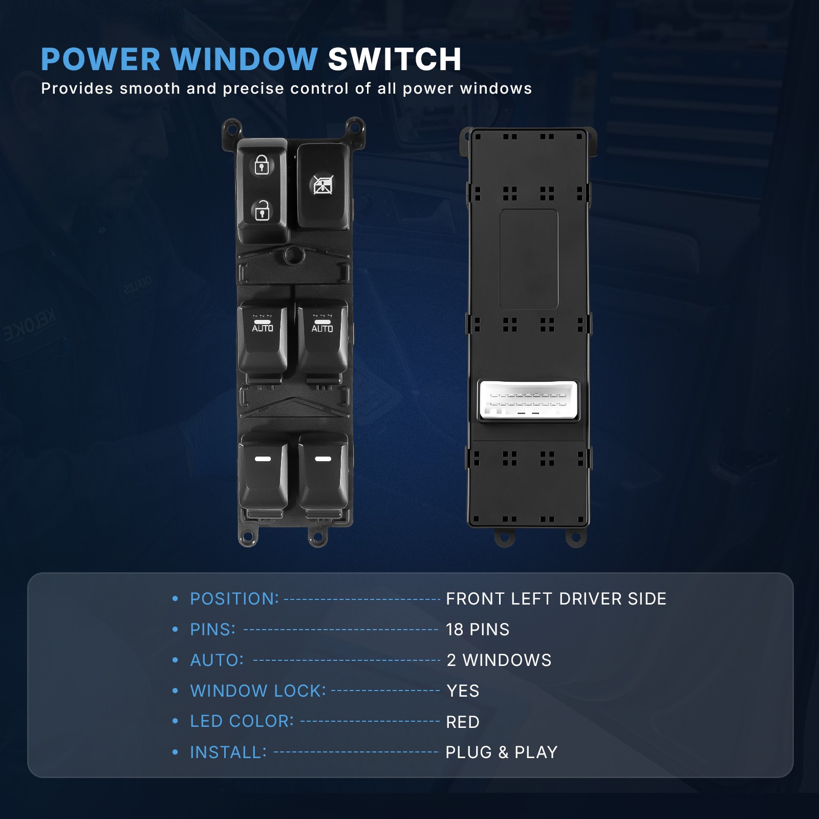 Master Power Window Control Switch Front Left Driver Side For 2014-18 Kia Forte