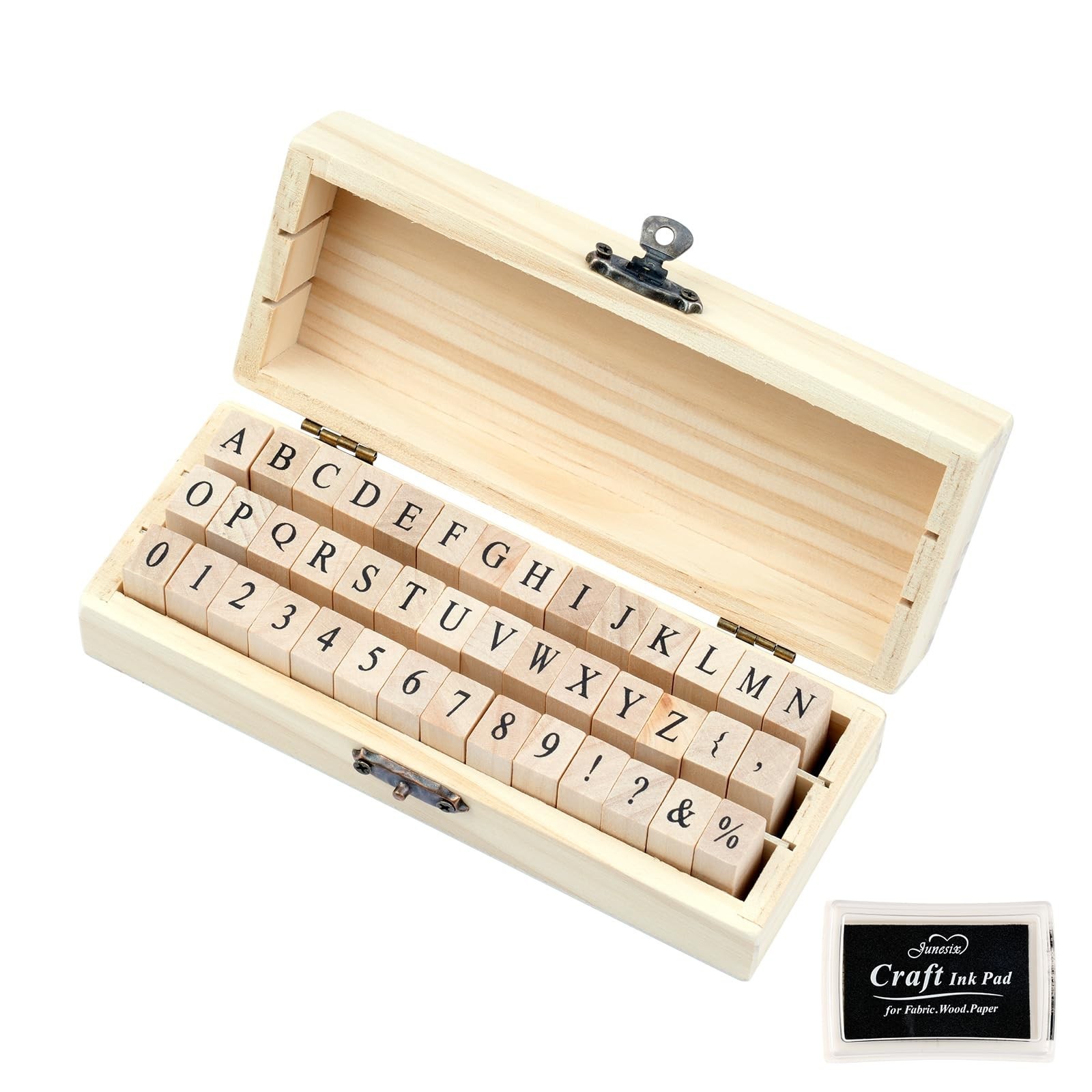 42 Pcs Letter Stamps, Rubber Stamps Alphabet Stamps, Wooden Stamps Number Alp...