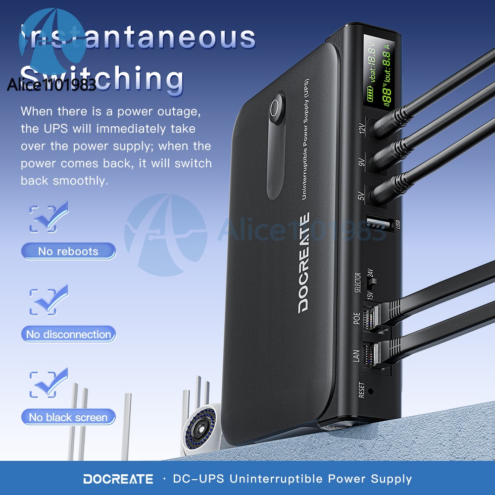 DC1036L 36W Digital UPS Uninterruptible Power Supply for Router 5V9V12V/15V/24V