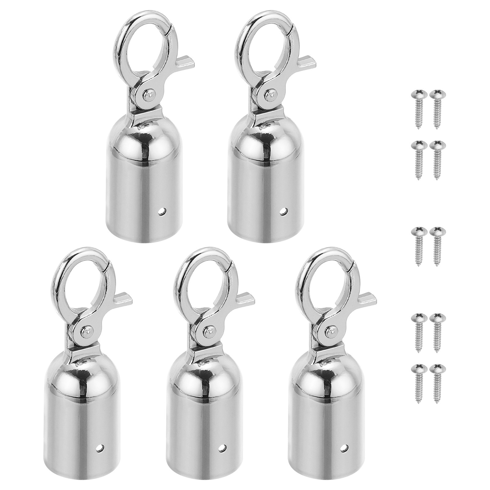 1.3"x3.7" Stanchion Rope End Stopper 5pcs Cord End Caps Barrier Rope End Silver