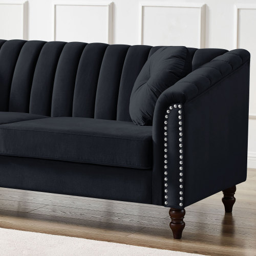 Upholstered 3 Seater Sofa Couch Oversized Loveseat w/ 2 Pillows for Living Room