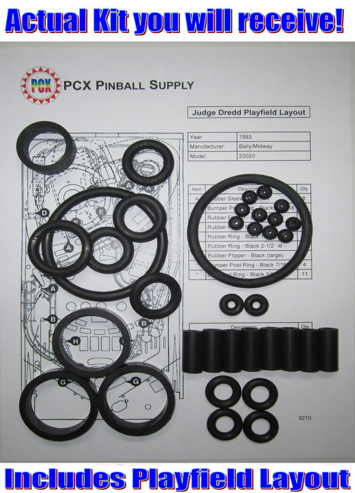 1993 Bally/Midway Judge Dredd Pinball Rubber Ring Kit