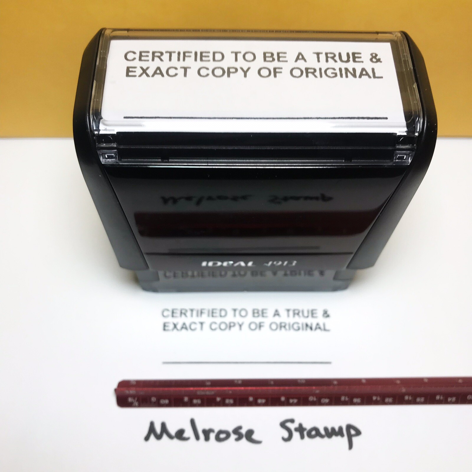 Certified To Be A True Exact Copy Of Original Stamp Black Ink Ideal 4913
