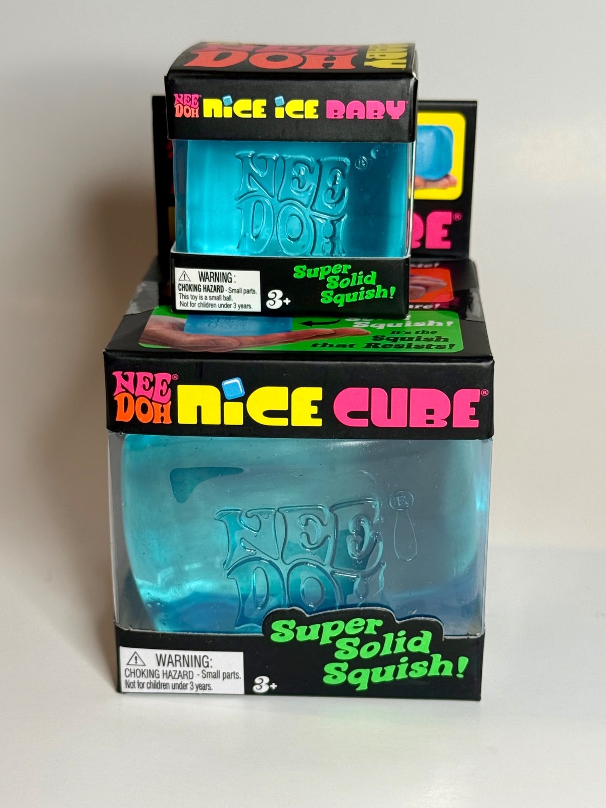 NeeDoh Nice Cube + Nice Ice Baby Bundle Blue TikTok Viral 🔥 Squishy Sensory Toy