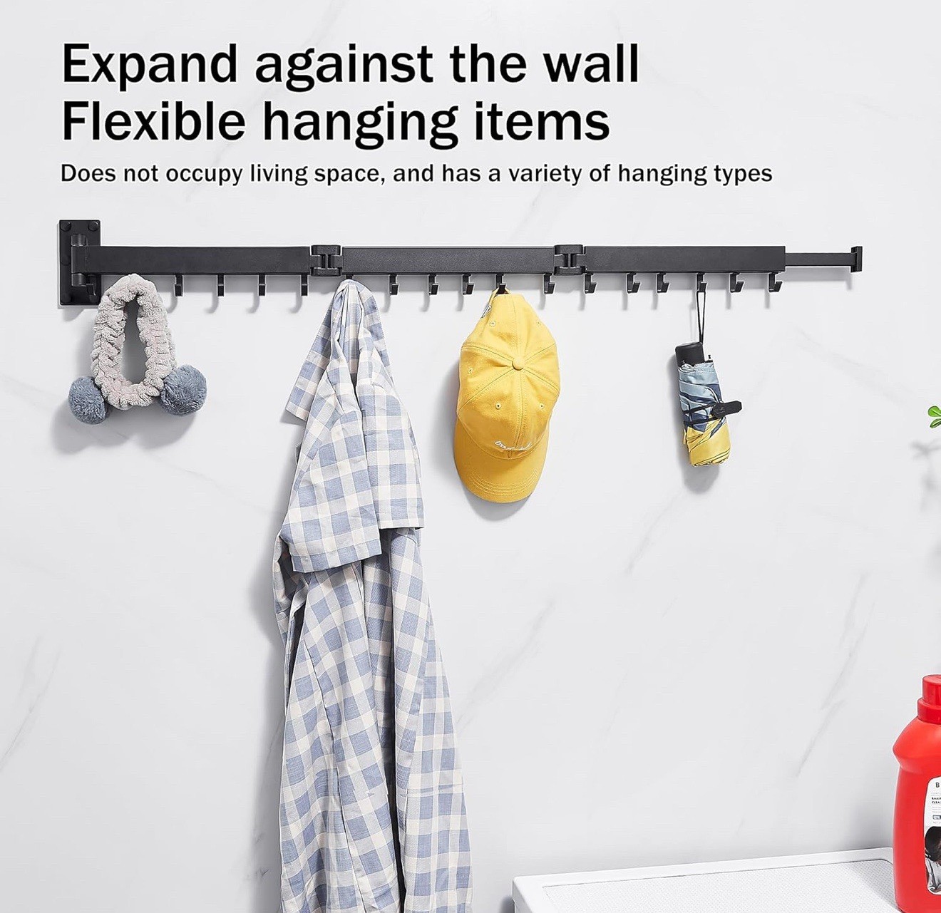 Clothes Drying Rack, Retractable Clothes Rack, Wall Mounted Clothes Hanger Ra...