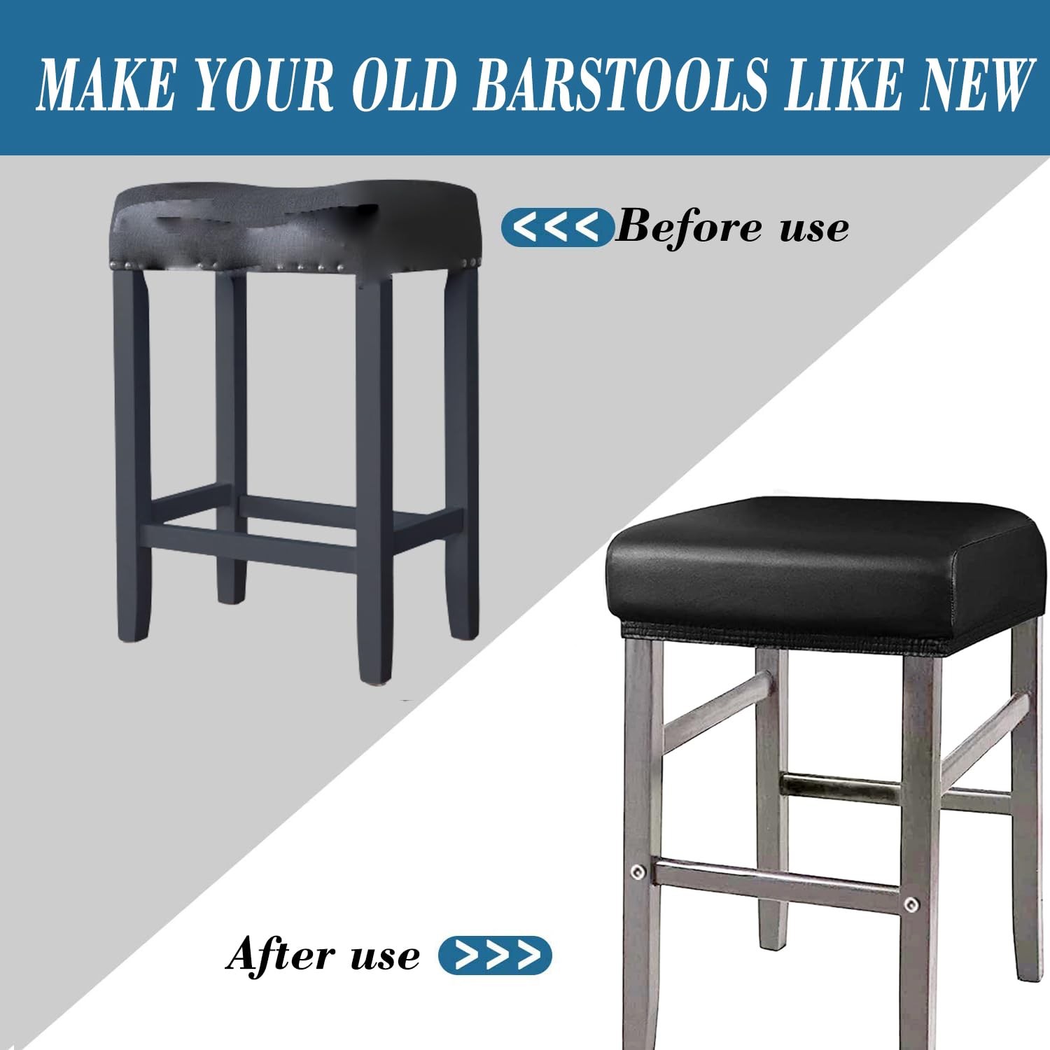 Stool Covers Rectangle,2 Pack Stretch Waterproof PU Rectangle Bar Stool Cover...