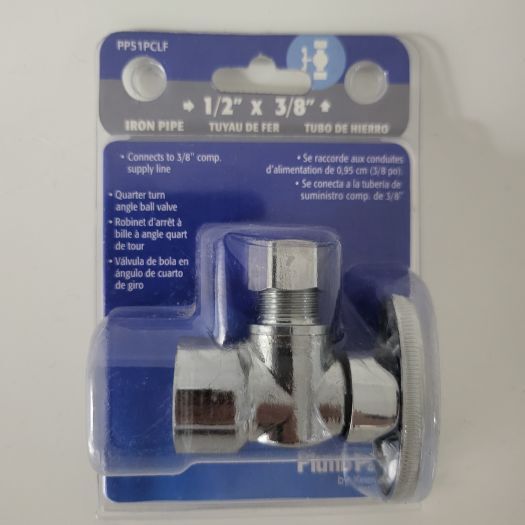 Keeney PP51PCLF Lead-Free Brass Quarter Turn Angle Valve, 1/2-in FIP x 3/8-in OD