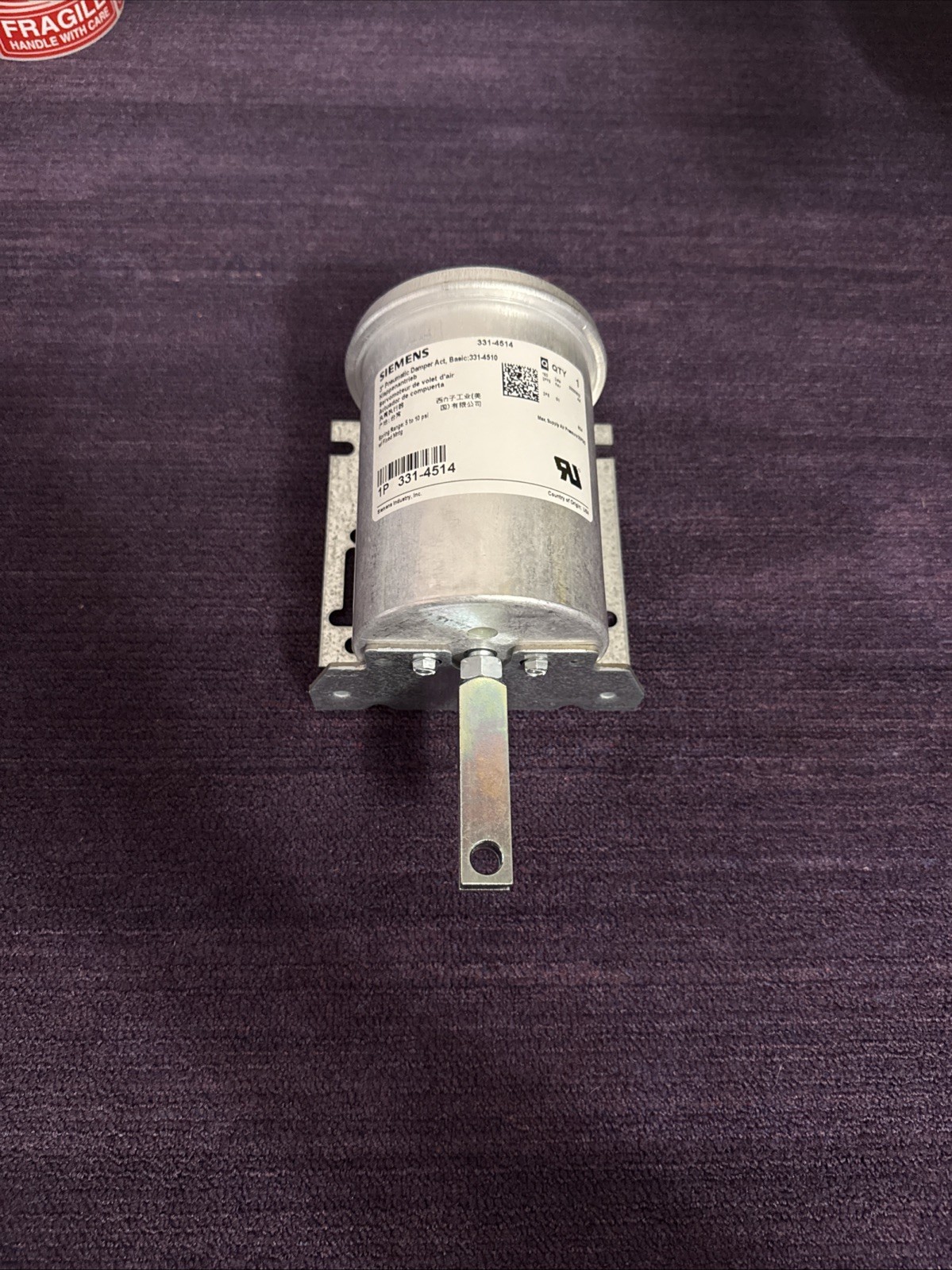Siemens 331-4514 Pneumatic Actuator New Actuator Only