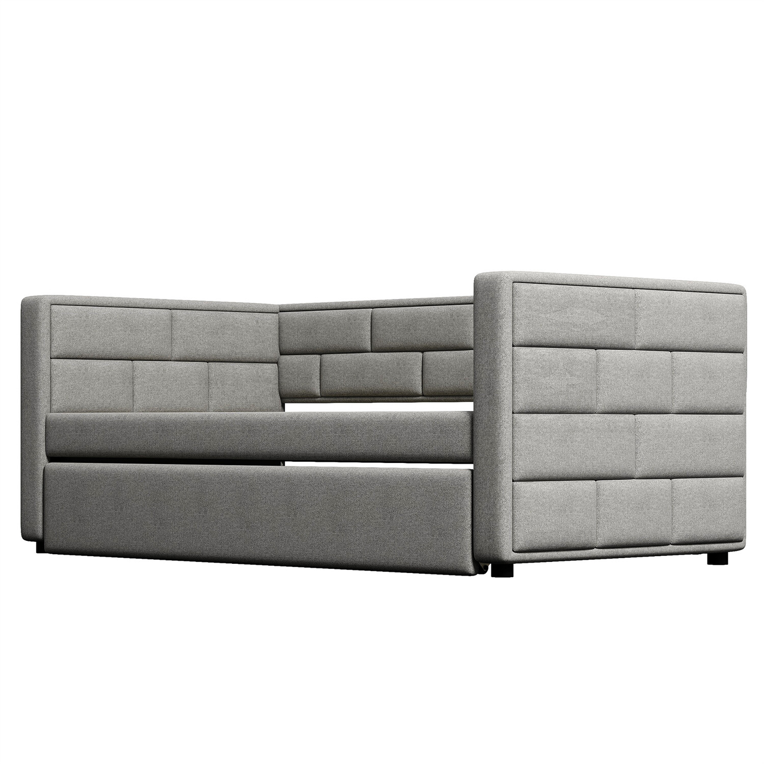 Twin Size Daybed with Pull Out Trundle Bed Upholstered Bed Frame Sofa Bed US