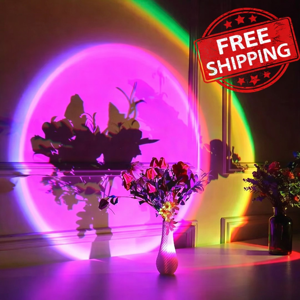 RGB Sunset Lamp LED Projector 7 Color Rainbow Night Light Room Decor 🌈