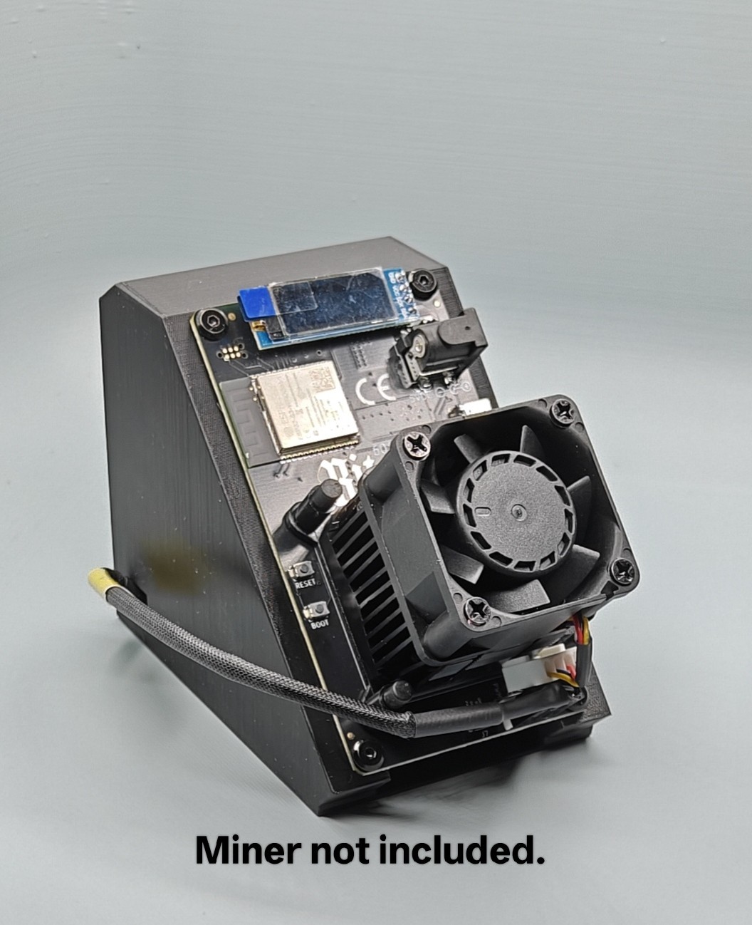 Bitaxe Gamma Cooling Stand With  60mm Rear Slide In Fan Mount With Rear Grill.