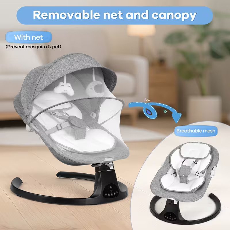 Portable baby electric rocking chair, electric baby swing, padded seat with seat