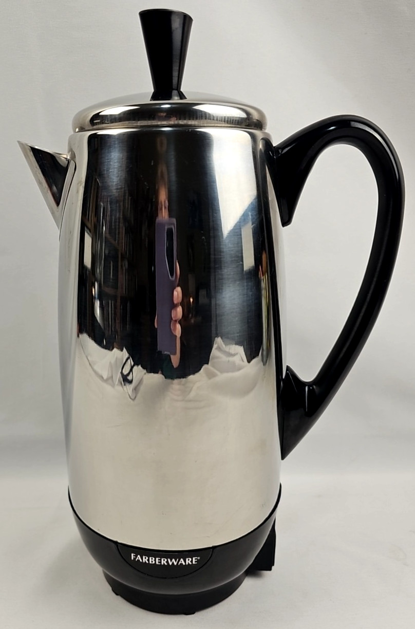 Vintage Chrome Farberware FPC412 Electric Coffee Maker Pot Percolator Urn 12 Cup