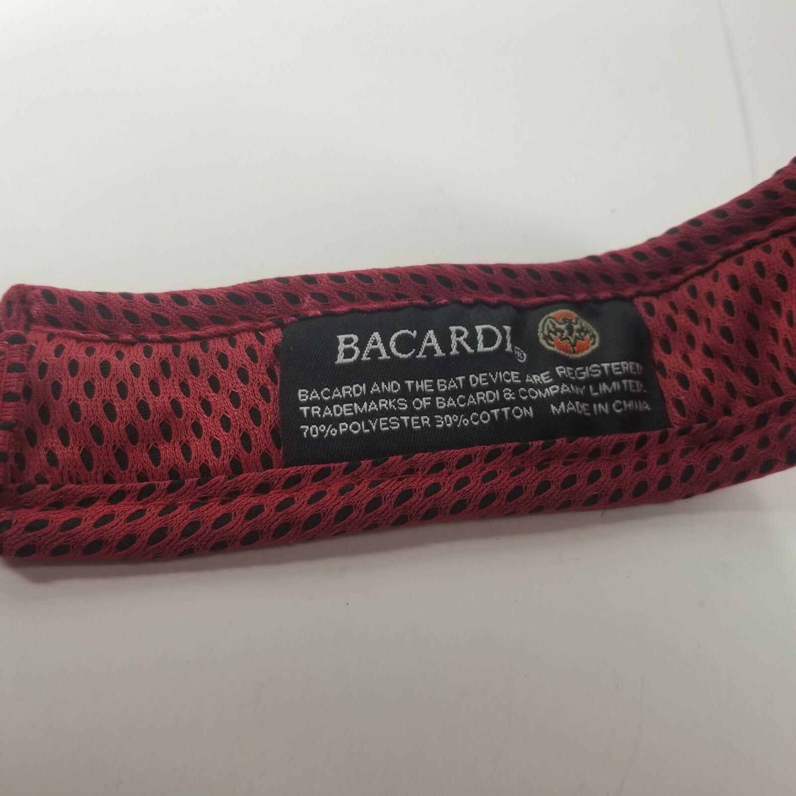 Genuine Bacardi Brand Visor Cap Red with Embroidery Bat Hat Logo Mesh