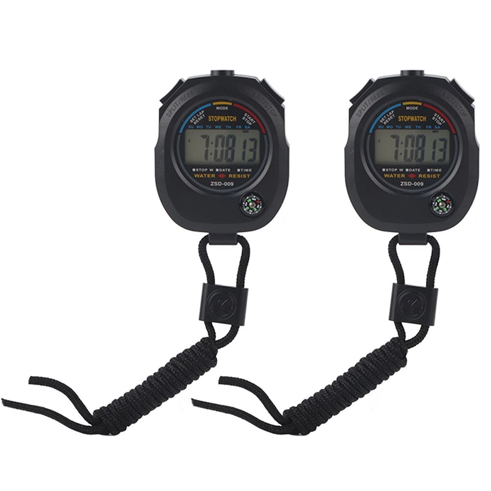 2 PCS Multifunctional Handheld Digital LCD Stopwatch Timer for Sports/Running