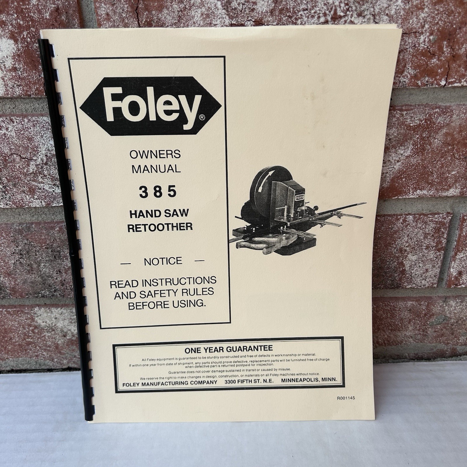 Foley 385 Hand Saw Retoother Owners Manual 0935 Spiral