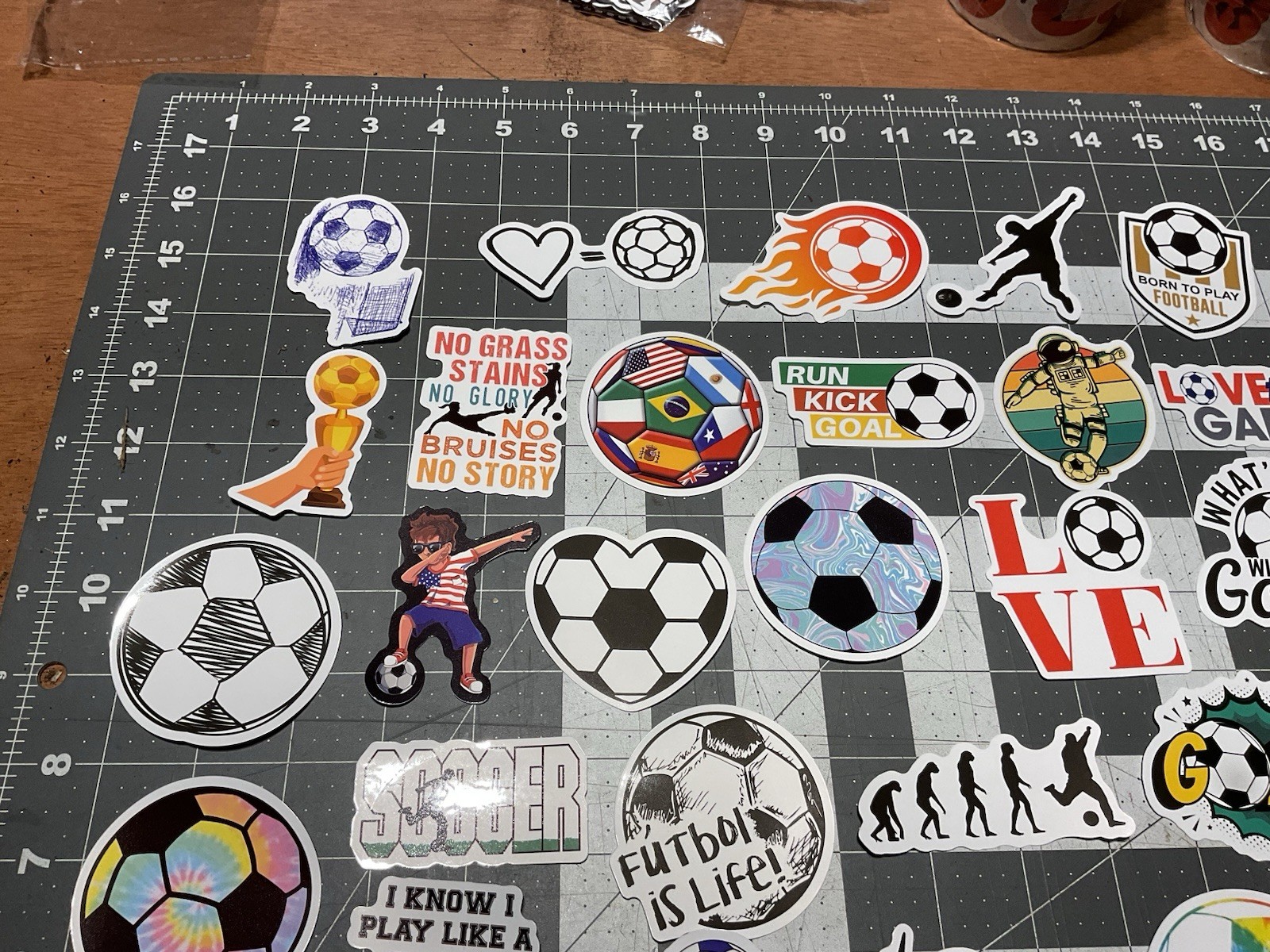 Lot Of 50 + Soccer Related Themed Stickers Decals, Phone Lunch Box, U1