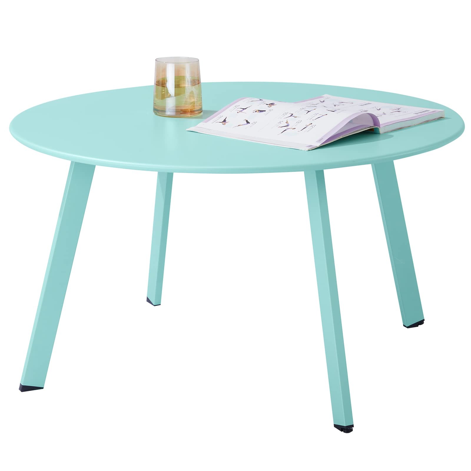 Patio Coffee Table Metal Steel Outdoor Round Table Weather Resistant Antirust Ou