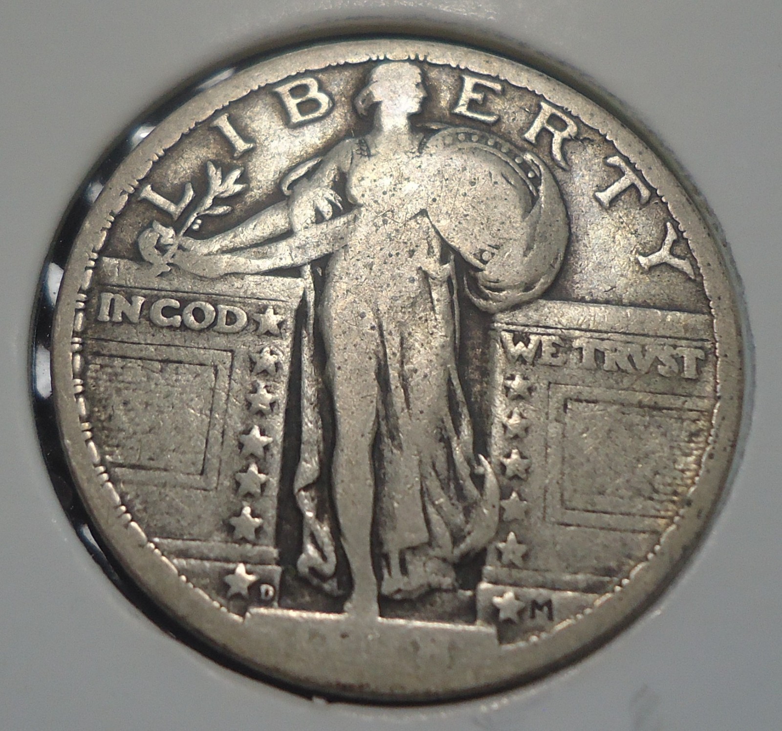 1918 D Denver Very Good VG Standing liberty silver 25C quarter FREE SHIPPING!