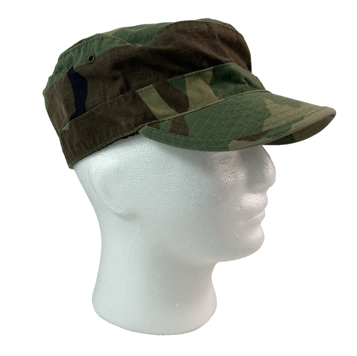 Military Woodland Camo Hot Weather Cap / Hat - Sz: 7-3/8 (NSN: 8415-01-393-6297)