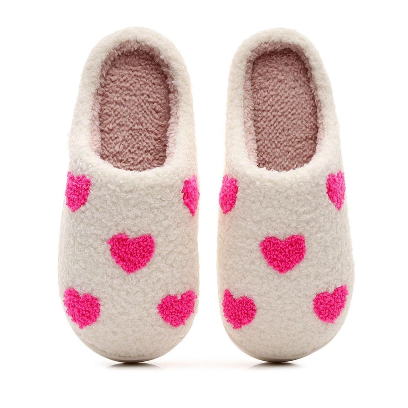 ECNOTX Womens Mens Heart Slippers Plush Cute Valentines Day Slippers Cartoon ...