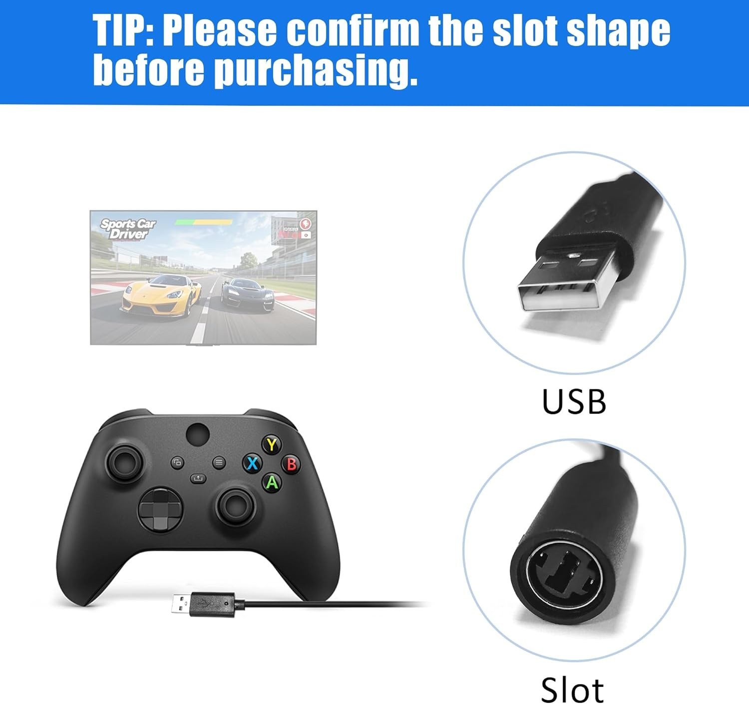 2x USB Breakaway Dongle Cable Cord Adapter For Xbox 360 PC Wired Controller US