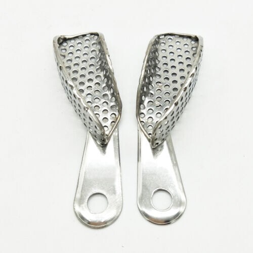 2x Dental Autoclavable Metal Partial Perforated Impression Trays Stainless Steel