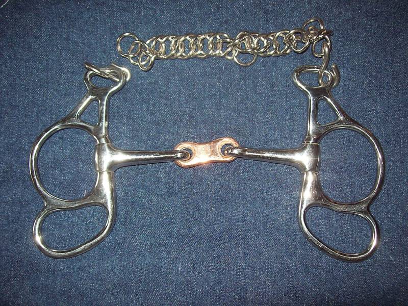 Driving Riding Butterfly french link 6" stainless & copper 2 hole chin chain