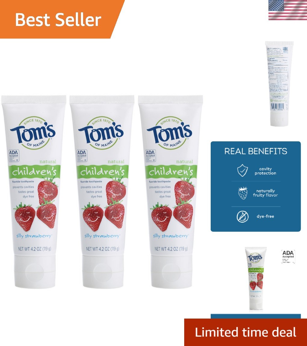 Silly Strawberry Natural Kids Toothpaste - 3 Pack of 4.2 oz Tubes by Tom's