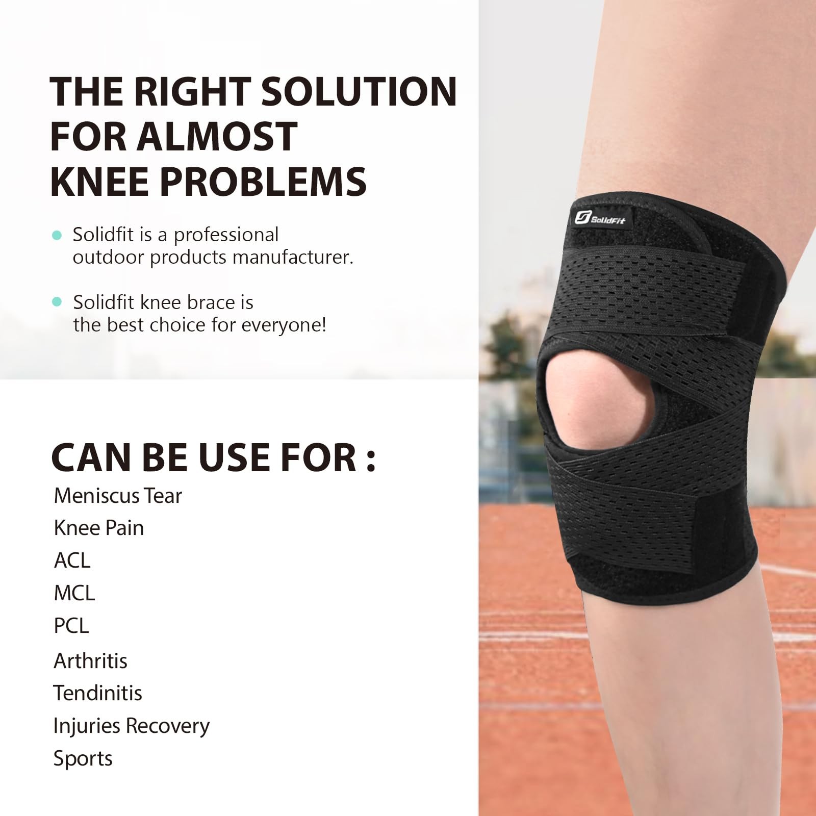 Knee Brace with Side Stabilizers for Meniscus Tear, Adjustable Knee Wrap for ...
