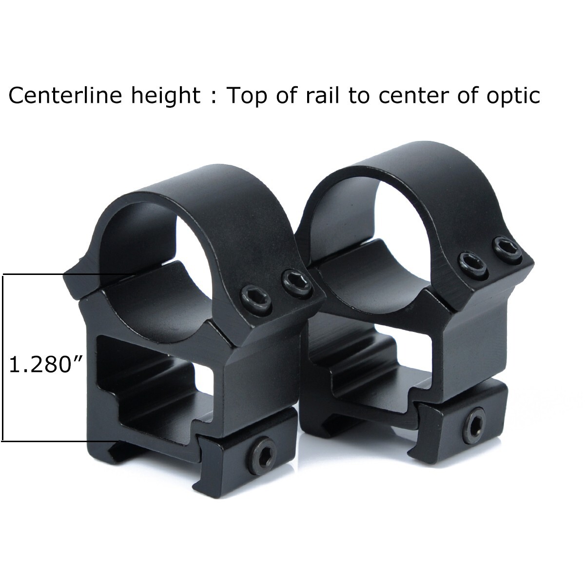 2 Pcs 1"/30mm Diameter High Profile See-Thru Picatinny Scope Ring Mount