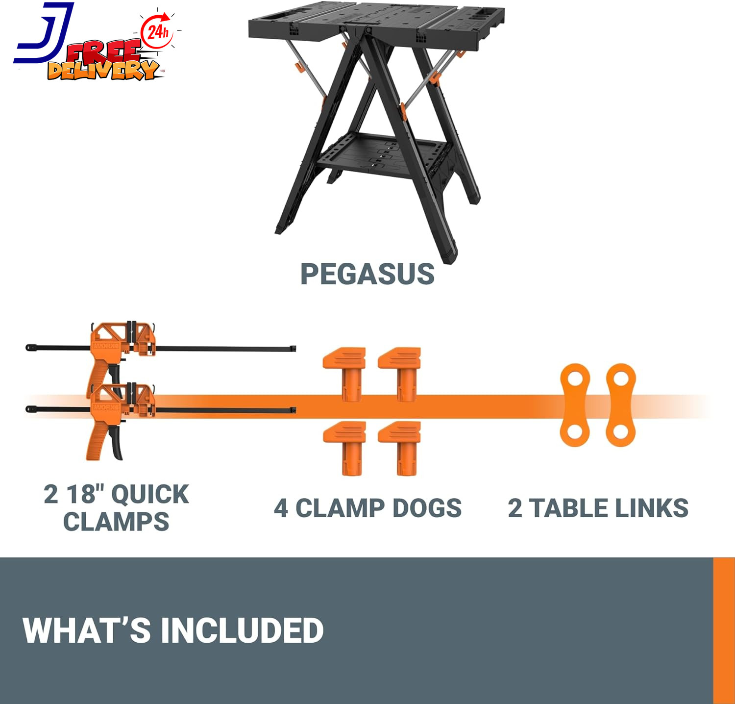 2-In-1 Folding Work Table & Sawhorse Easy Setup Portable Workbench Heavy Duty