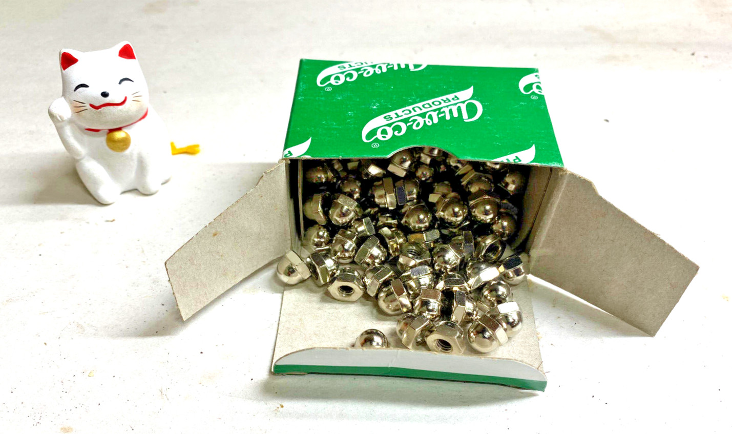 Auveco No. 11181 #10-32 X 3/8" Steel Acorn Cap Nut - Nickel, Quantity - 100 💰💰