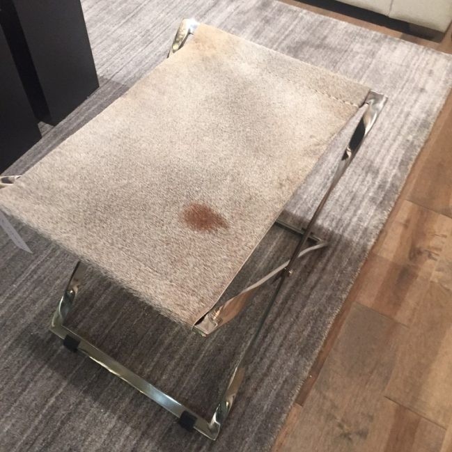 Harper Scissor Ottoman-Chrome and Leather Elegance