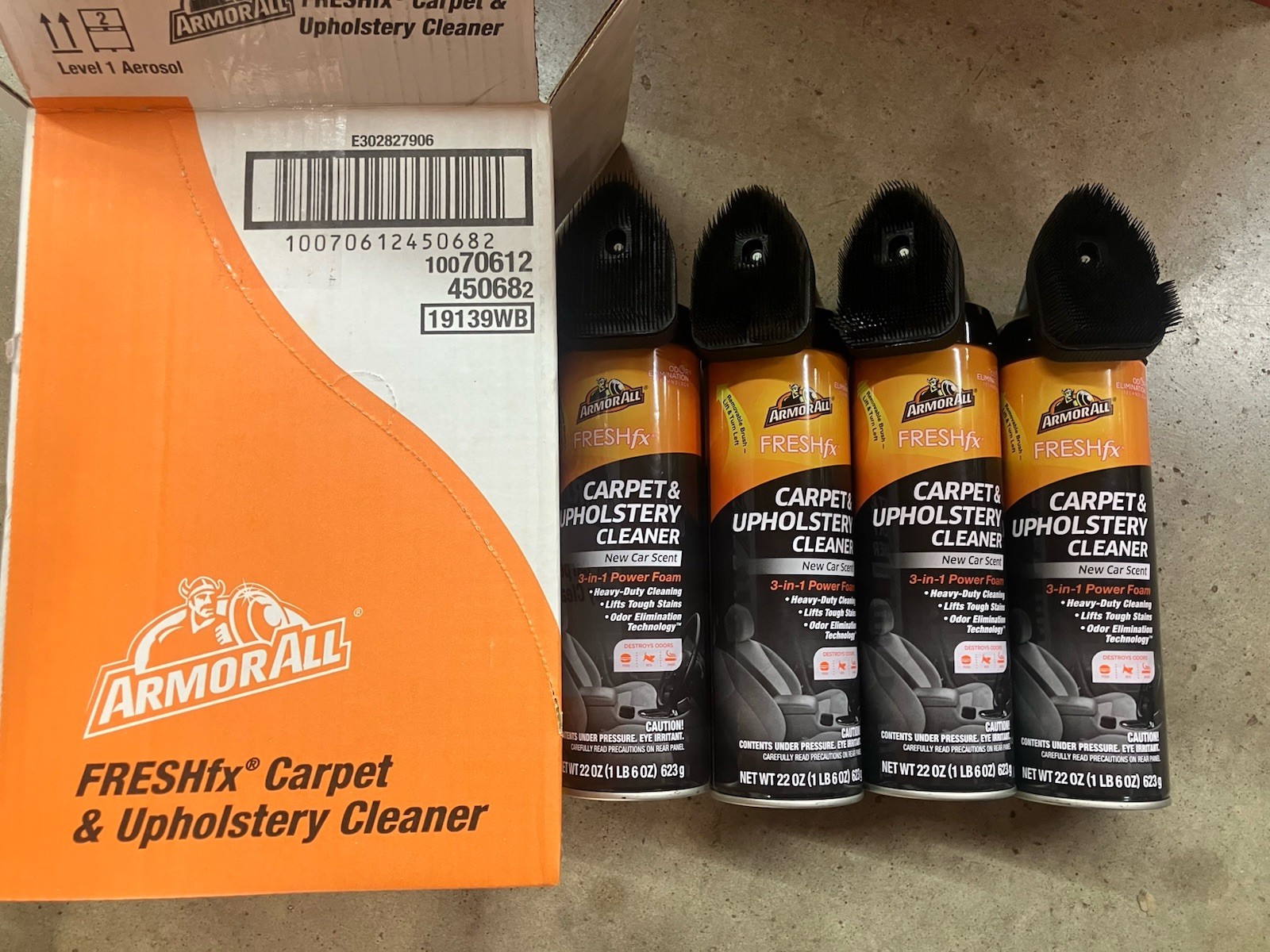 4 Cans Armor All New Car Scent FRESH FX Carpet and Upholstery Cleaner - 22 OZ Ea