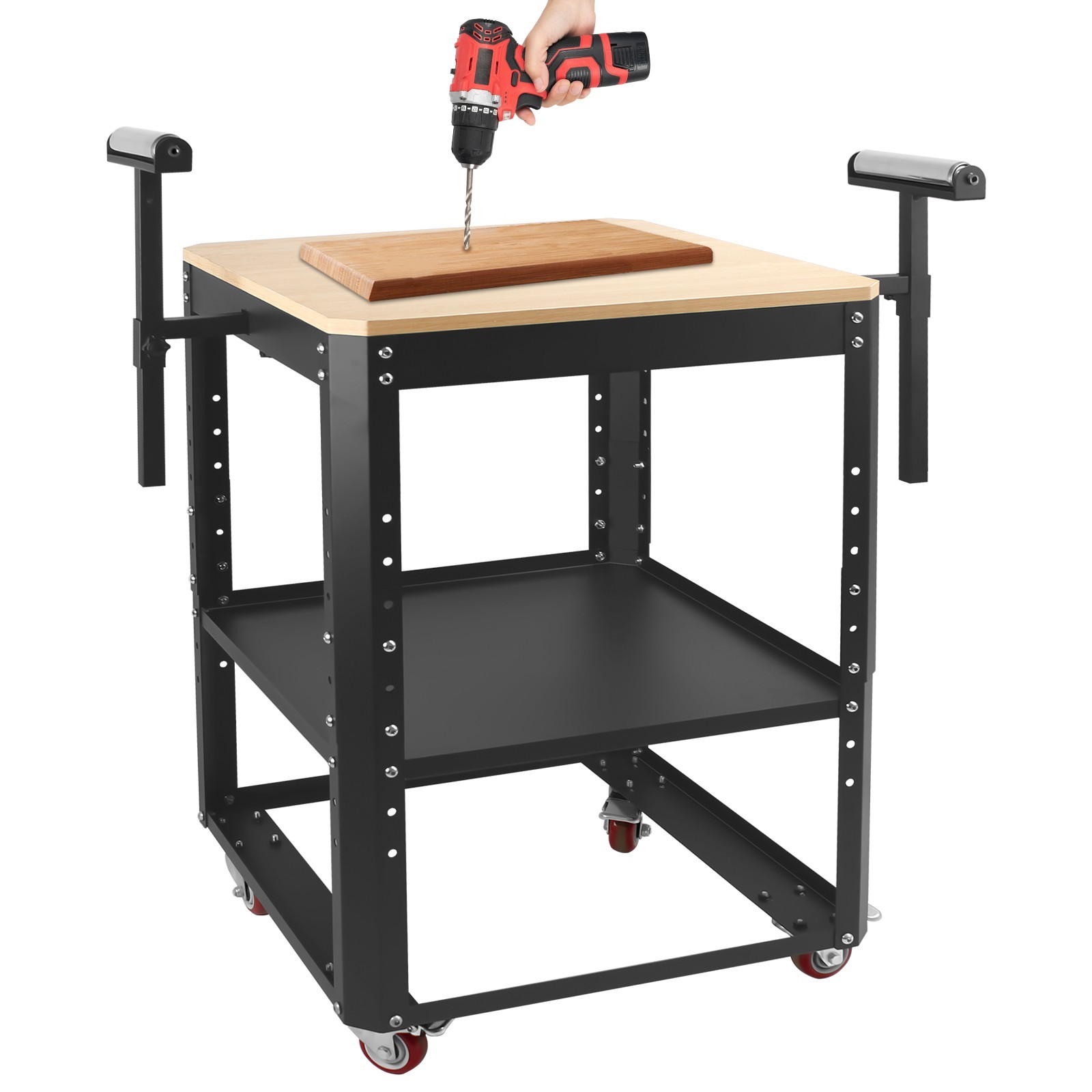 Height Adjustable Planer Stand with Rollers, Miter Saw Tool Stand With Wheels