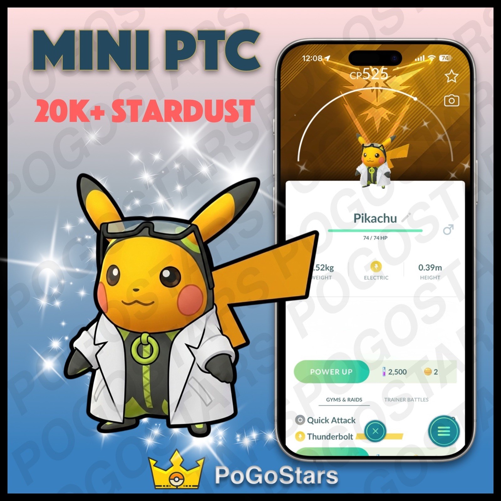 Pokémon PTC Go - Shiny Professor Willow's Assistant Pikachu✨Team Instinct✨