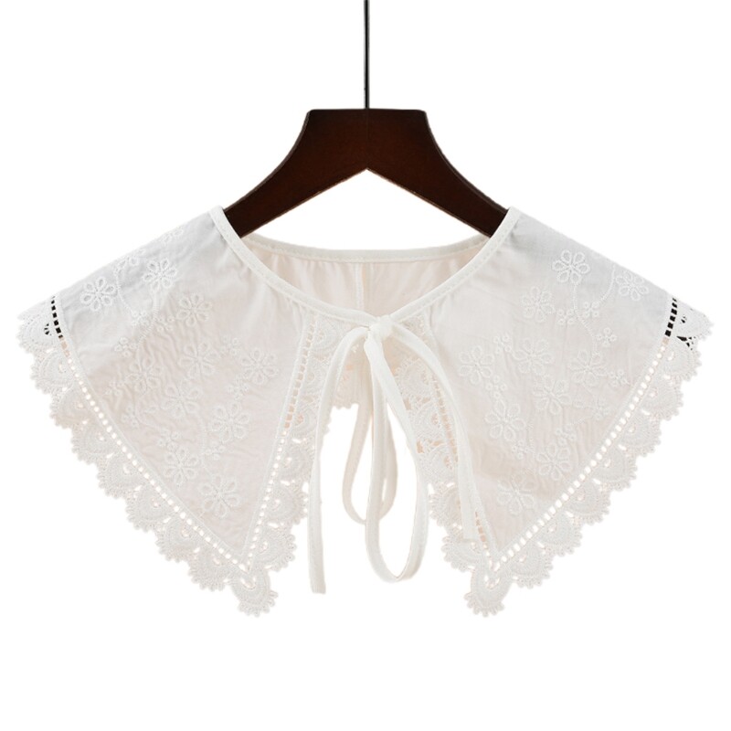 Korean Styles Collar Neck Shawl Embroidery Flower Faux Collar for Daily Outfit