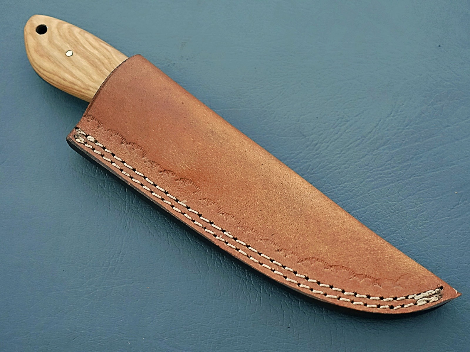 Handmade Damascus Steel Hunting Knife Wood & Bone Handle w/Sheath