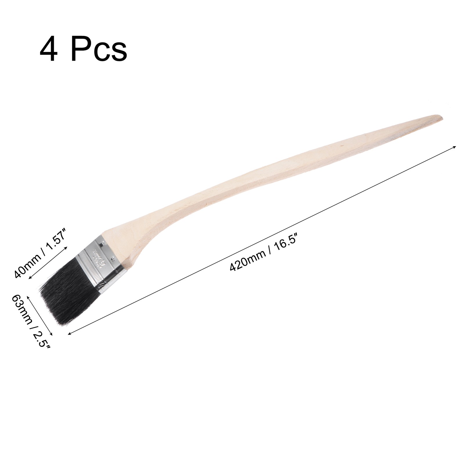 4Pcs 17" Length 2.5" Width Bent Radiator Paint Brush Bristle for DIY