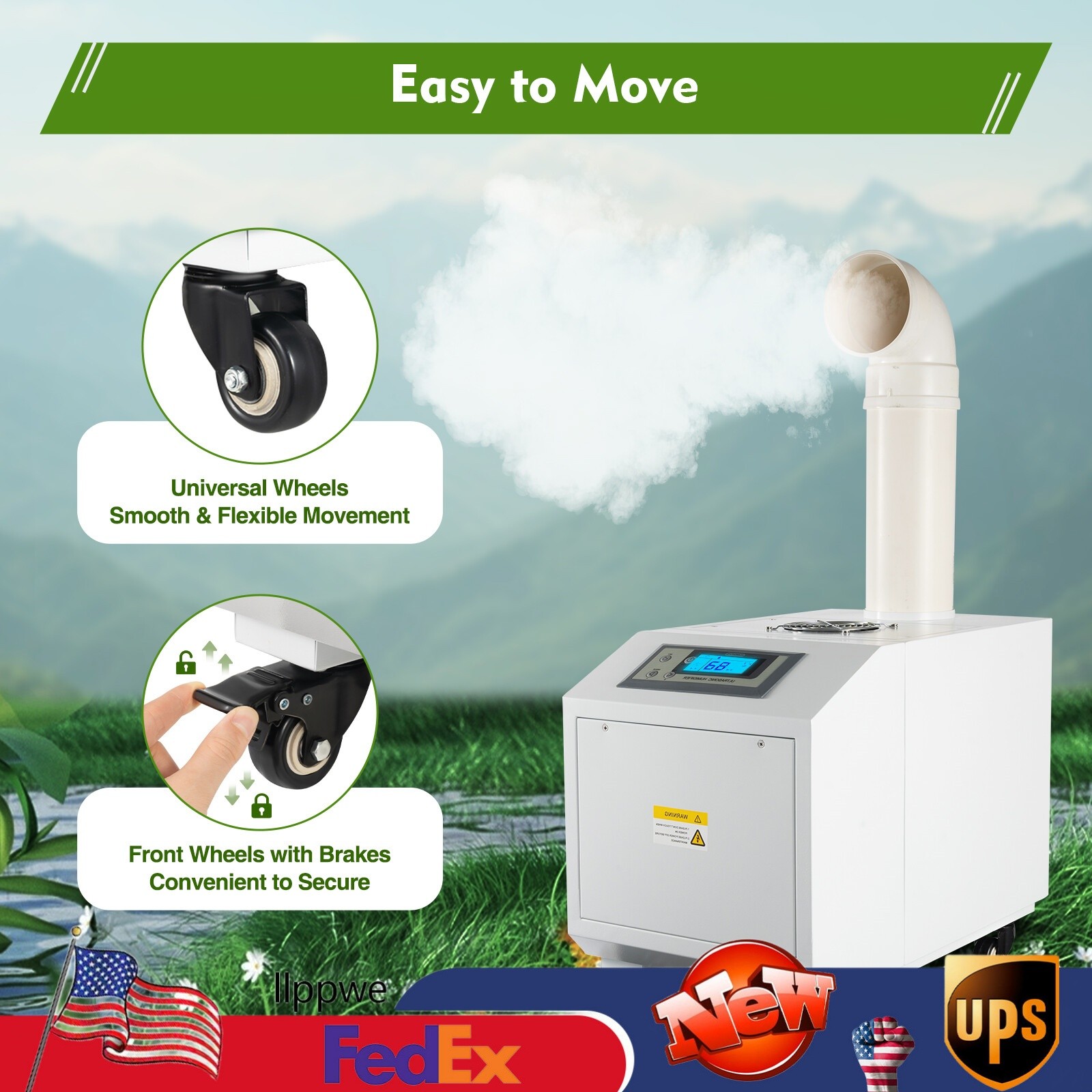 110V Ultrasonic Humidifier Commercial Industrial Continuous Cool Fog Maker 3kg/h