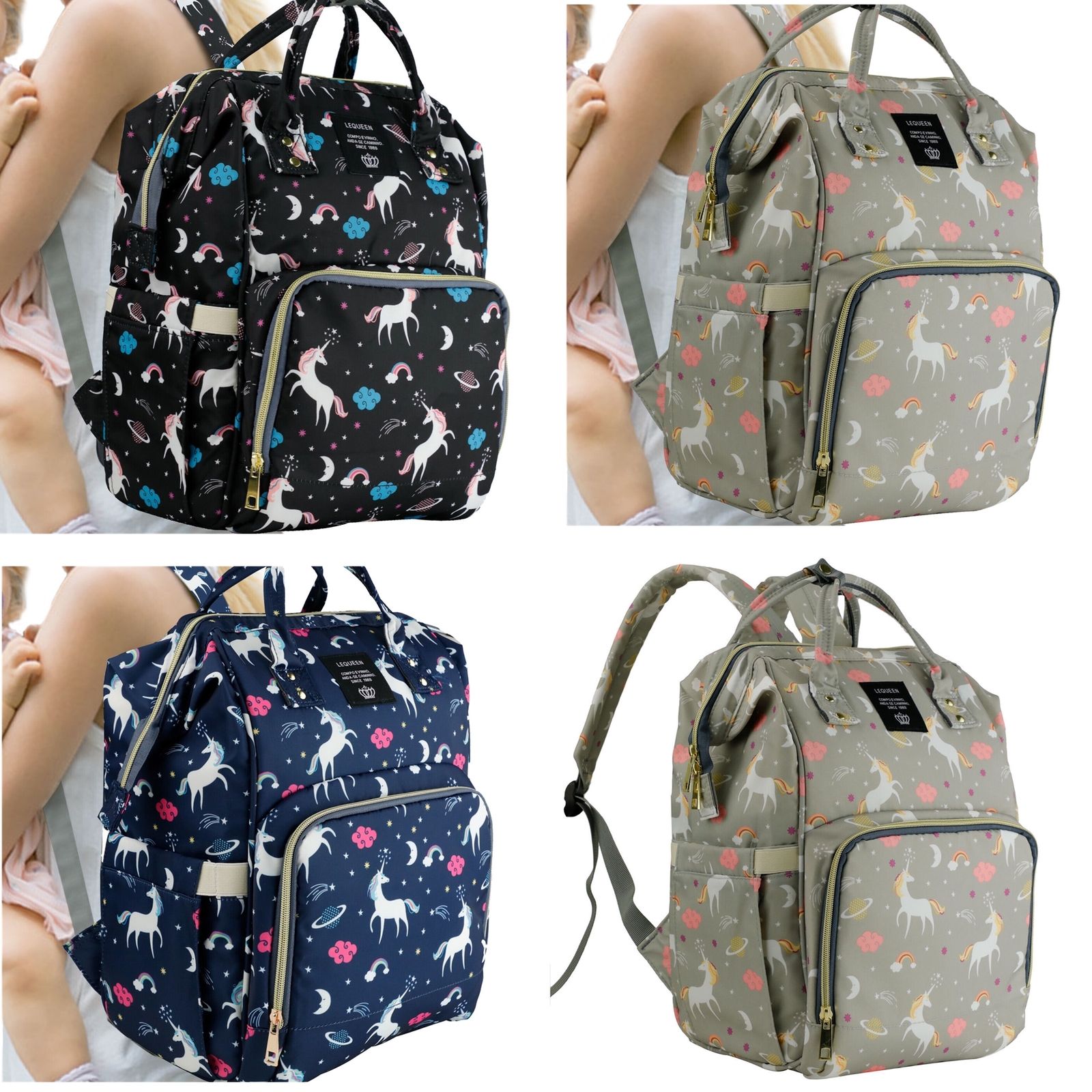 LEQUEEN Unicorn School Bag Backpack Durable Laptop Bag With Water Bottle Pocket