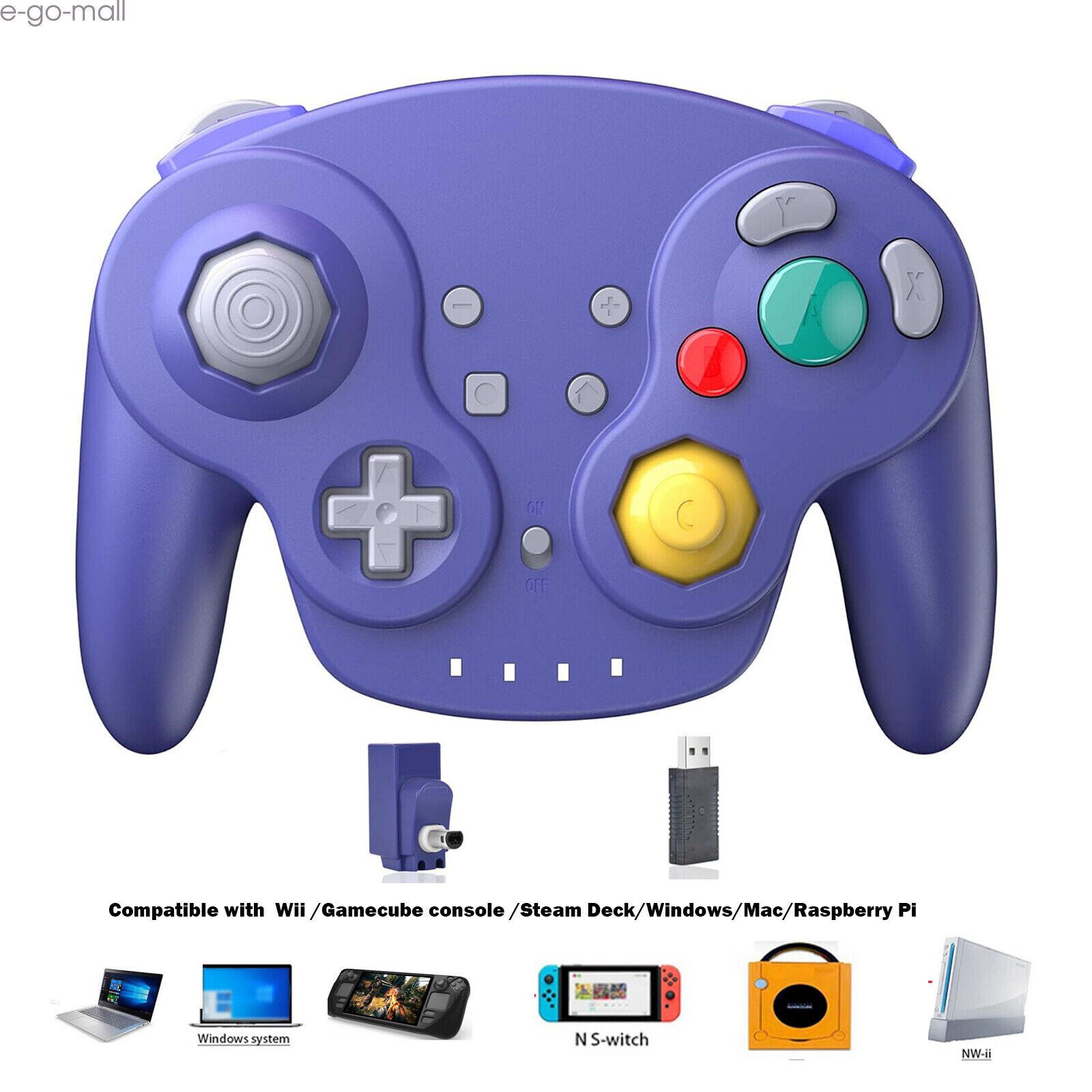 2.4G Wireless NGC Rumble Controller for Switch 1/2 Gamecube /PC/MAC/Raspberry Pi