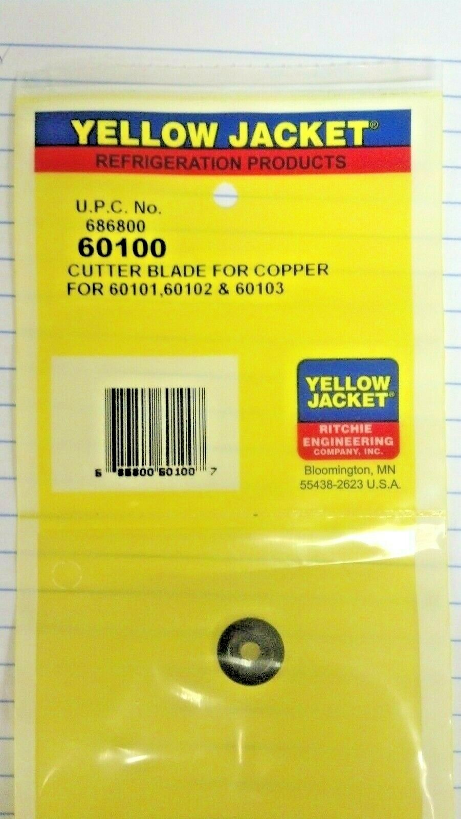 YELLOW JACKET TUBE CUTTER REPLACEMENT WHEEL Part# 60100 For Model 60101 & 60102