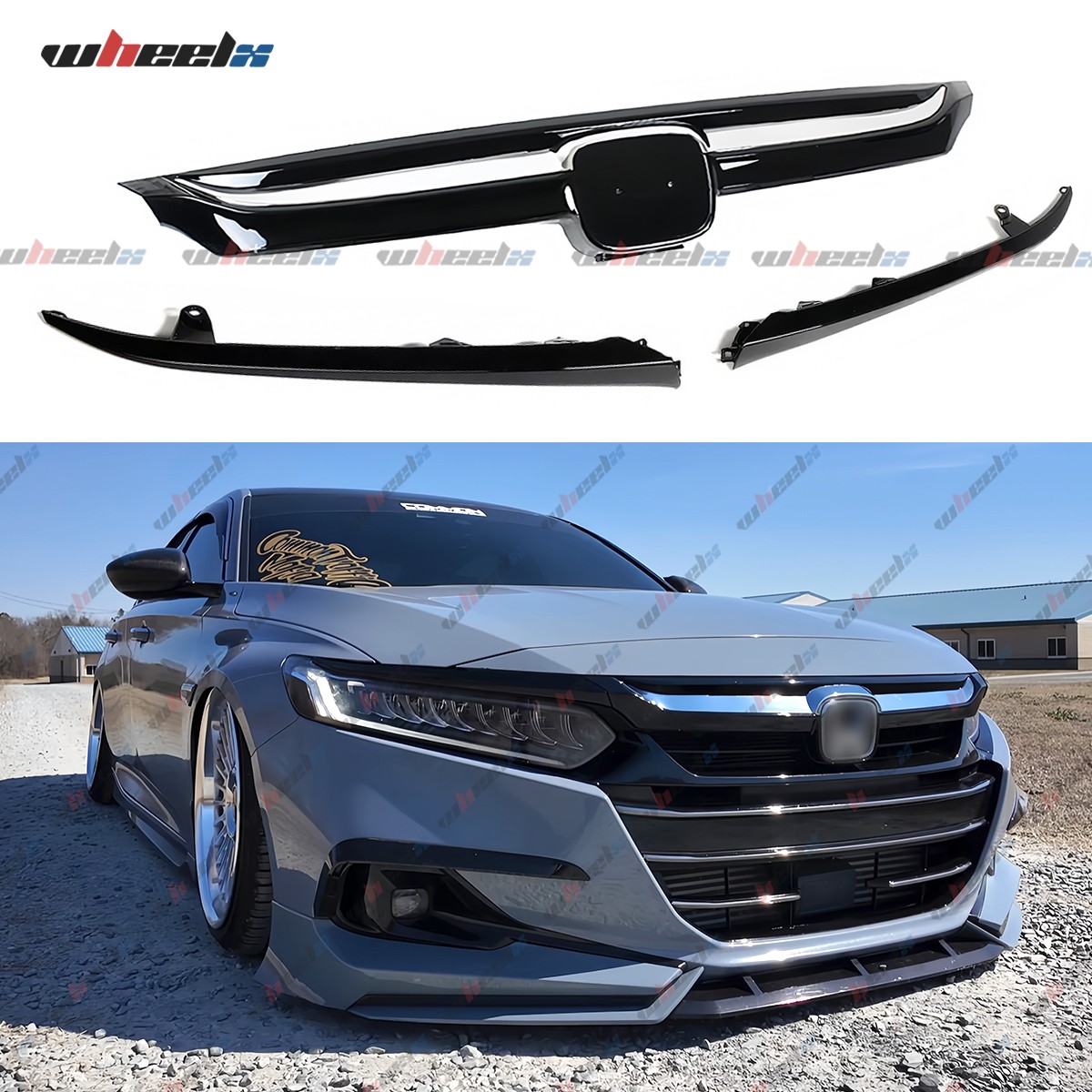 For 2021-2022 10.5th Gen Honda Accord Sedan JDM Sport Style Grille Chrome Silver