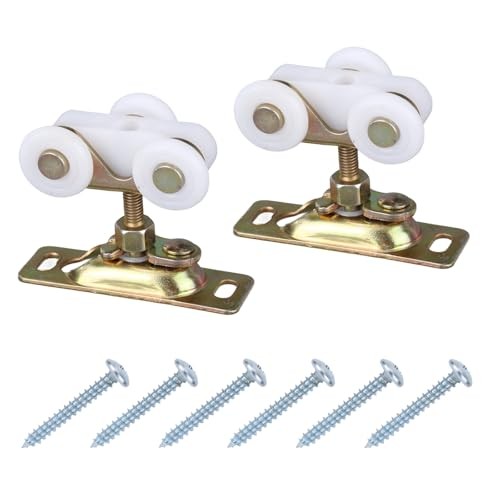 2pcs 3/4" Sliding Door Wheels Replacement Kit, Pocket Door Rollers Gold