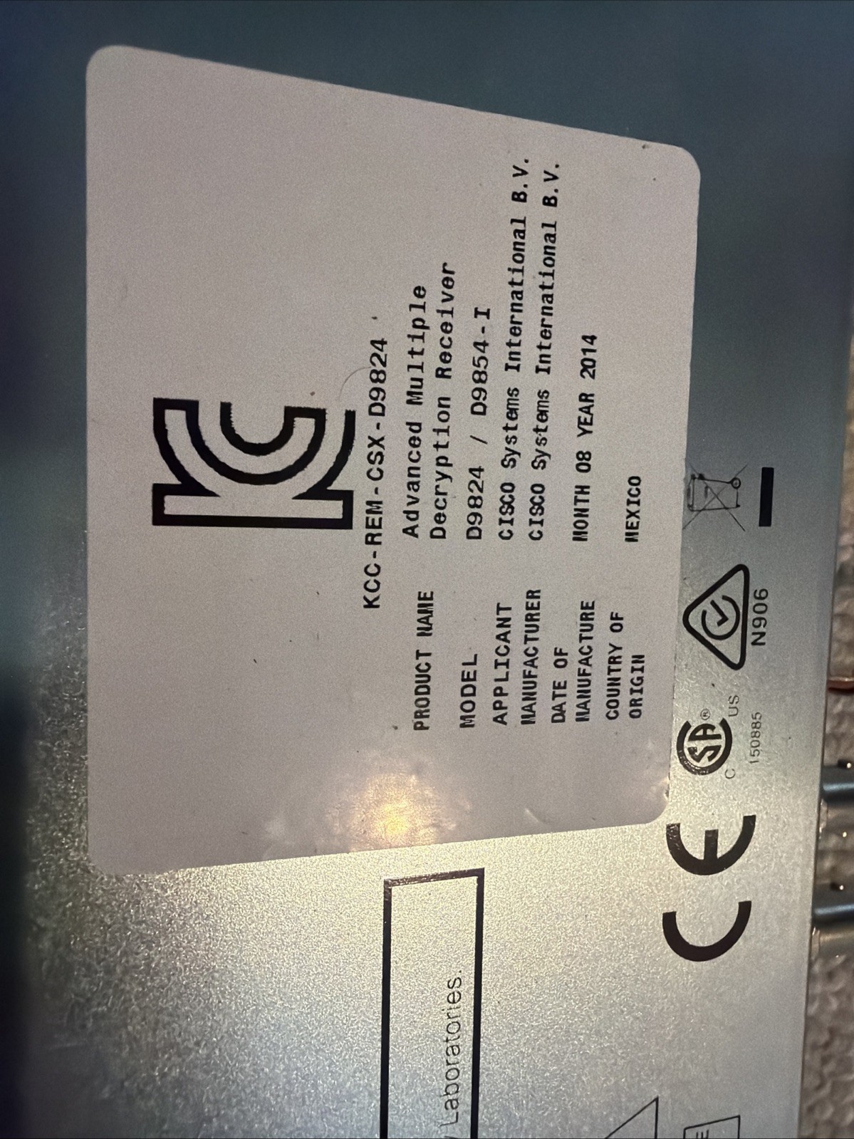 Cisco D9854-I Advanced Program Receiver DVB-S/S2 SDI HD-SDI Powers On Untested